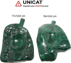 Bol din Malachit Mineral Natural Frunze - 17-18 x 12 x 3-5 cm - 1 Buc