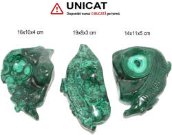 Bol din Malachit Mineral Natural Crocodil -14-19 x 8-11 x 3-5 cm - 1 Buc