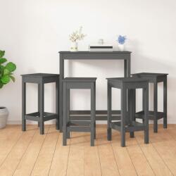vidaXL Set mobilier de bar, 5 piese, gri, lemn masiv de pin (3124699)