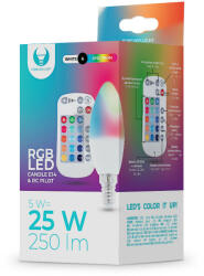 Forever Light LED izzó E14 C37 RGB + fehér 5W + RC (RTV003565)