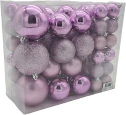 House of Seasons lila színű műanyag gömbdíszek 46 db-os csomagban
