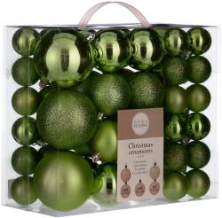 House of Seasons zöld színű műanyag gömbdíszek 46 db-os csomagban