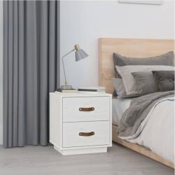 vidaXL Noptieră, alb, 40x34x45 cm, lemn masiv de pin (818327)