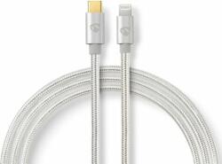 Nedis CCTB39650AL10 USB-C apa - Lightning apa 2.0 Adat és töltő kábel - Fehér (1m) (CCTB39650AL10)