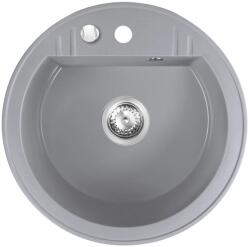 FERRO+EVER Set Chiuveta bucatarie Ferro Mezzo II 1 Cuva Rotunda 51 cm GRI si Baterie cu Pipa Flexibila GRI ER-YX208G