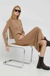 Calvin Klein rochie din amestec de lana culoarea bej, maxi, mulata 9BYY-SUD101_80X