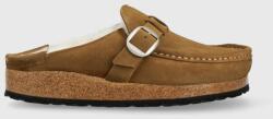Birkenstock papuci din piele intoarsa Buckley Shearling culoarea maro 99KK-KLD03Y_84X