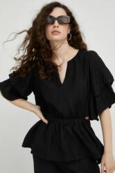 Bruuns Bazaar bluza femei, culoarea negru, neted 9BYY-BDD07M_99X