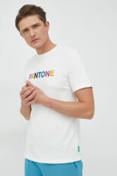 United Colors of Benetton tricou din bumbac culoarea alb, cu imprimeu 9BYY-TSM19B_00X