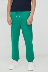 United Colors of Benetton pantaloni de trening din bumbac barbati, culoarea verde, cu imprimeu 9BYY-SPM0KE_77X