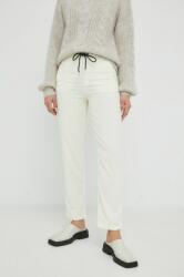 Drykorn pantaloni de catifea cord For femei, culoarea bej, drept, high waist 9BYY-SPD0JM_01X