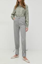 Beatrice B pantaloni din lana femei, culoarea gri, drept, high waist MBYY-SPD01B_90X
