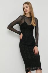 Bardot rochie culoarea negru, midi, mulata 9BYY-SUD1KN_99X
