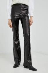 Gestuz pantaloni de piele Gocha femei, culoarea negru, evazati, high waist 9BYY-SPD0CT_99X