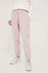 New Balance pantaloni de trening din bumbac femei, culoarea roz, neted 9BYY-SPD0WF_30X