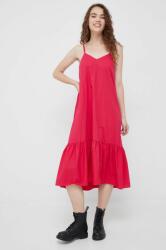 Sisley rochie din bumbac culoarea roz, midi, evazati 9BYY-BDD08C_42X