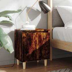 vidaXL Noptieră cu picioare din lemn masiv, stejar fumuriu, 40x30x50cm (813110) - comfy