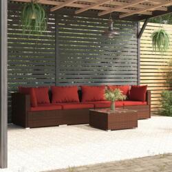 vidaXL Set mobilier de grădină cu perne, 5 piese, maro, poliratan (3101435) - comfy