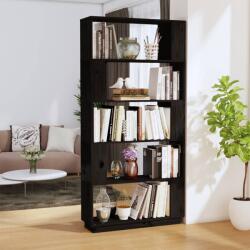 vidaXL Bibliotecă/Separator cameră negru 80x25x163, 5 cm lemn masiv pin (814068) - comfy