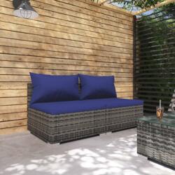vidaXL Set mobilier de grădină cu perne, 2 piese, gri, poliratan (3101398) - comfy