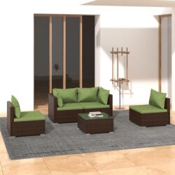 vidaXL Set mobilier de grădină cu perne, 5 piese, maro, poliratan (3102180) - comfy