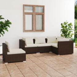 vidaXL Set mobilier de grădină cu perne, 5 piese, maro, poliratan (3102314) - comfy