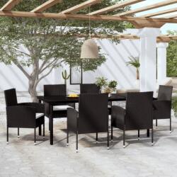 vidaXL Set mobilier de grădină, 7 piese, negru (3099605)