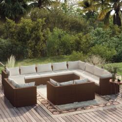 vidaXL Set mobilier de grădină cu perne, 12 piese, maro, poliratan (3102890) - comfy