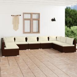 vidaXL Set mobilier de grădină cu perne, 9 piese, maro, poliratan (3101906) - comfy