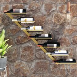 vidaXL Suport sticle de vin, de perete, 7 sticle, auriu, metal (340897) Suport sticla vin