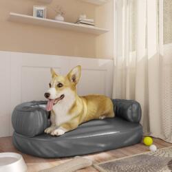 vidaXL Pat pentru câini, spumă ergonomică, gri, 60x42 cm, piele eco (171316) - comfy