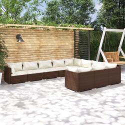 vidaXL Set mobilier de grădină cu perne, 10 piese, maro, poliratan (3102778) - comfy