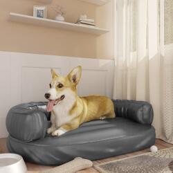 vidaXL Pat pentru câini, spumă ergonomică, gri, 88x65 cm, piele eco (171318) - comfy
