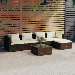 vidaXL Set mobilier de grădină cu perne, 6 piese, maro, poliratan (3101666) - comfy