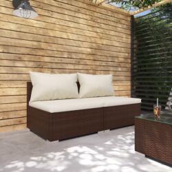 vidaXL Set mobilier de grădină cu perne, 2 piese, maro, poliratan (3101394) - comfy