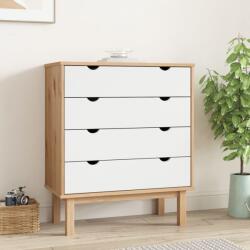 vidaXL Comodă cu sertar, maro și gri, 76, 5x39, 5x90 cm, lemn masiv pin (348584) - comfy
