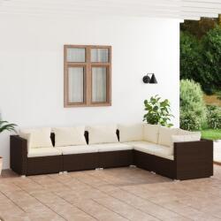 vidaXL Set mobilier de grădină cu perne, 6 piese, maro, poliratan (3101714) - comfy