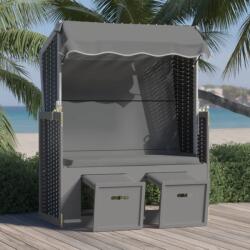 vidaXL Scaun de plajă cu baldachin, antracit&negru, poliratan&lemn masiv (318653) - comfy