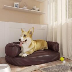 vidaXL Pat pentru câini, spumă ergonomică, maro, 60x42 cm, piele eco (171319) - comfy