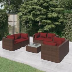 vidaXL Set mobilier de grădină cu perne, 7 piese, maro, poliratan (3102307) - comfy