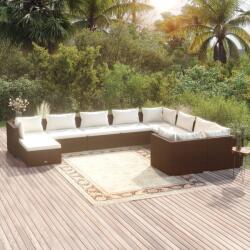 vidaXL Set mobilier de grădină cu perne, 10 piese, maro, poliratan (3102682) - comfy