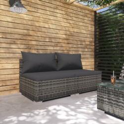 vidaXL Set mobilier de grădină cu perne, 2 piese, gri, poliratan (3101397) - comfy