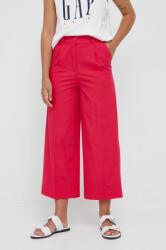 Sisley pantaloni de bumbac femei, culoarea roz, lat, high waist 9BYY-SPD0O0_42X