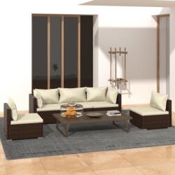 vidaXL Set mobilier de grădină cu perne, 5 piese, maro, poliratan (3102186) - comfy