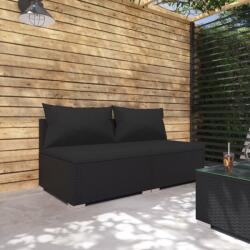 vidaXL Set mobilier de grădină cu perne, 2 piese, negru, poliratan (3101392) - comfy