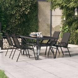 vidaXL Masă de grădină, gri și negru, 140x70x70 cm, oțel și sticlă (318770) - comfy