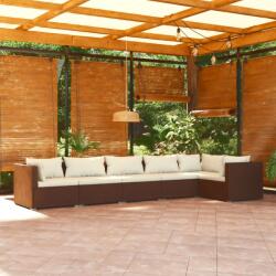 vidaXL Set mobilier de grădină cu perne, 6 piese, maro, poliratan (3101706) - comfy