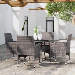 vidaXL Set mobilier de grădină, 5 piese, gri, poliratan (3058489) - comfy