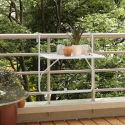 vidaXL Masă de balcon, alb, 60x40 cm, oțel (340916) - comfy