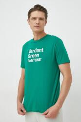 United Colors of Benetton tricou din bumbac culoarea verde, cu imprimeu 9BYY-TSM19C_77X